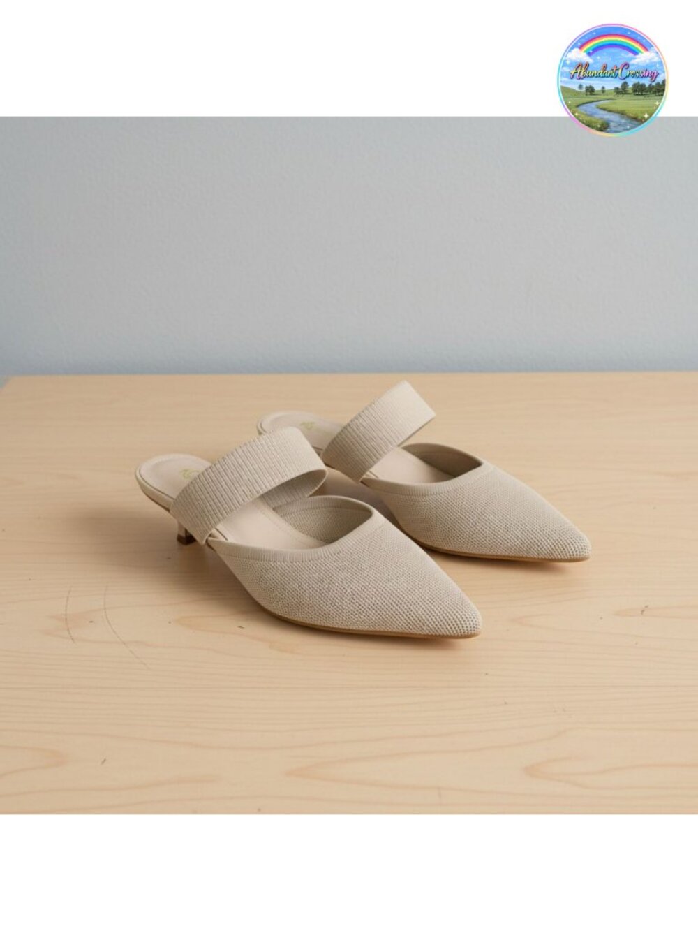 Pointed Toe Knitted Mules Chunky Heel Slip On Sandals